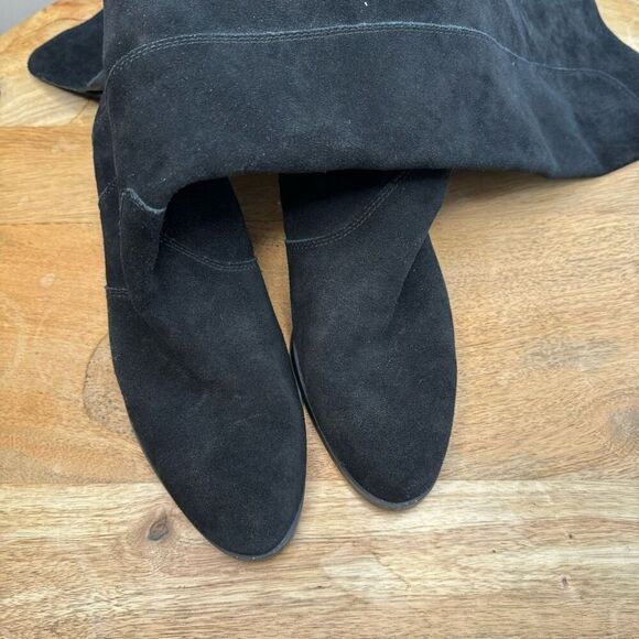 Corso Como Black Suede Leather Heeled Boots Over The Knee Size 8.5 Loval Classic - Picture 6 of 11